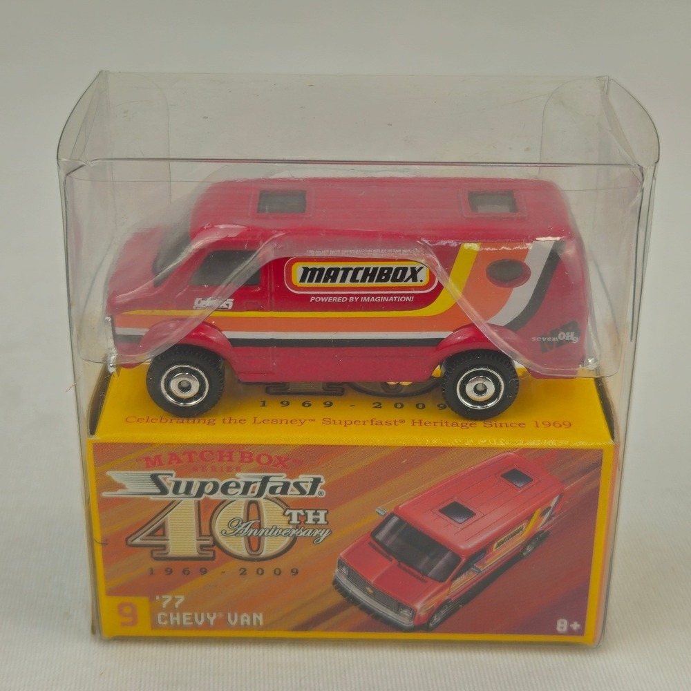 Matchbox Superfast 40th Anniversary 77 Chevy Van Red Diecast Car #9 New (K254)